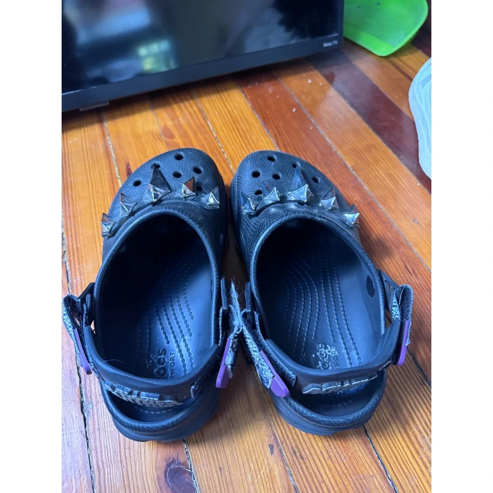 Crocs Black Panther All-Terrain Clogs Marvel Wakanda Forever Black Silver Mens 5